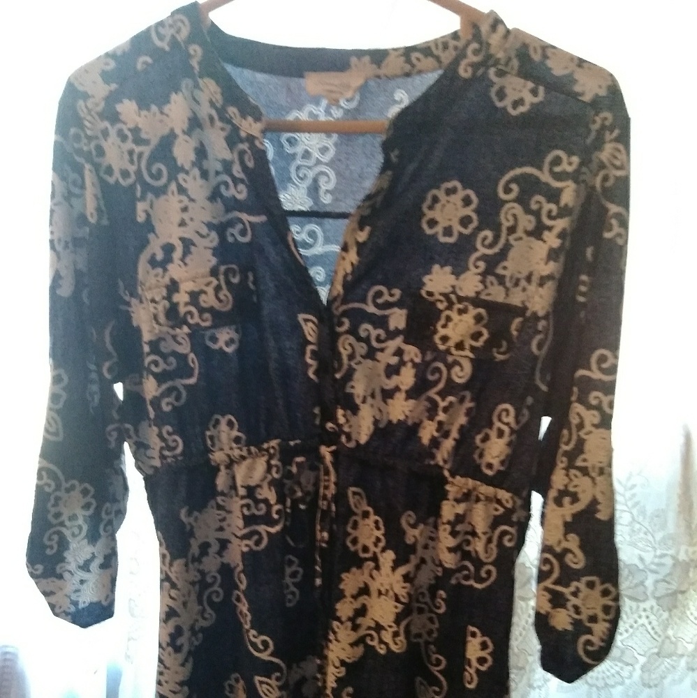 Blue and White Floral Top